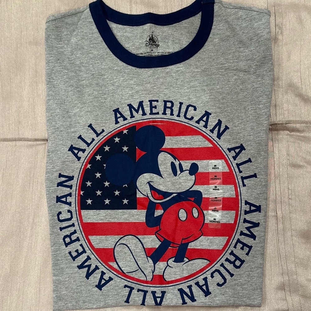 Disney Gray Mickey Mouse American Flag Tee